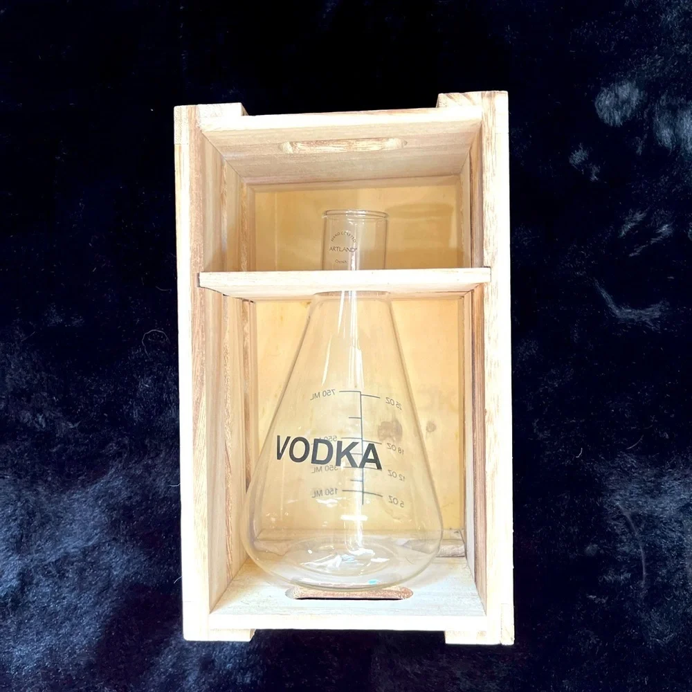 Artland 750mL Vodka Mixology Bottle in Wooden Gift Box - Home Bar Essential
